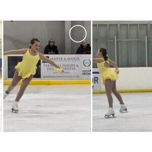 Competition Dress Yellow flowing FIGURE SKATING/ ice skating costume Girls Large